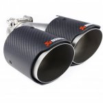 Насадка на глушитель, двойная, AKRAPOVIC EVO карбон, D посадочный 57 мм / наруж 90 мм, ПРАВ