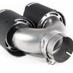 Насадка на глушитель, двойная, AKRAPOVIC EVO style карбон, D посадочный 63 мм / наруж 101 мм, ПРАВ.
