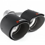 Насадка на глушитель, двойная, AKRAPOVIC EVO style карбон, D посадочный 63 мм / наруж 101 мм, ПРАВ.