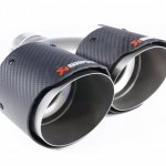 Насадка на глушитель, двойная, AKRAPOVIC EVO карбон, D посадочный 57 мм / наруж 101 мм, ПРАВ.