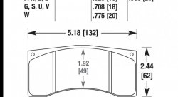 Колодки тормозные HB105G.708 HAWK DTC-60 Brembo, Wilwood 18 mm
