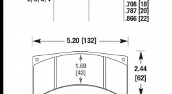 Колодки тормозные HB208V.708 HAWK DTC-50; Brembo F3000 18mm