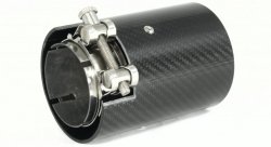 Насадка на глушитель, дизайн M-Style, карбон, D посадочный 63 мм / D наруж 90 мм, полированная сталь