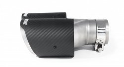 Насадка на глушитель, двойная, AKRAPOVIC EVO Style карбон, D посадочный 63 мм / наруж 90 мм, ПРАВ.