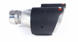 Насадка на глушитель, двойная, AKRAPOVIC EVO карбон, D посадочный 57 мм / наруж 101 мм, ЛЕВАЯ