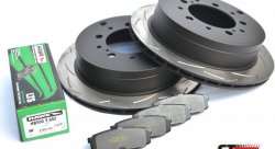 КОМПЛЕКТ ЗАДНИЙ: Тормозные диски DBA 42723S T3 + колодки HAWK LTS Toyota  LC 200,Lexus LX570,LX450D