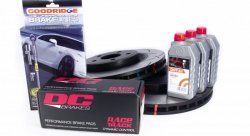 КОМПЛЕКТ:JEEP GRAND CHEROKEE SRT8 09-> Торм. диски DBA T3+колодки DC brakes RACE+шланги GOODRIDGE