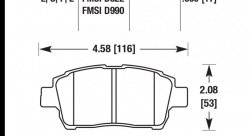 Колодки тормозные HB493E.650 HAWK Blue 9012 Scion, Toyota 17 mm