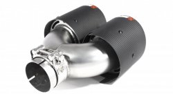 Насадка на глушитель, двойная, AKRAPOVIC карбон, D посадочный 57 мм / наруж 101 мм, ЛЕВАЯ