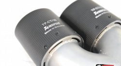 Насадка на глушитель, двойная, AKRAPOVIC карбон, D посадочный 57 мм / наруж 90 мм, ПРАВ