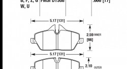 Колодки тормозные HB570W.666 HAWK DTC-30; MINI COOPER D1308 17mm