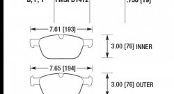 Колодки тормозные HB777F.750 HAWK HPS; передние VOLVO XC60; XC90