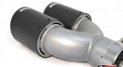 Насадка на глушитель, двойная, AKRAPOVIC карбон, D посадочный 63 мм / наруж 90 мм, ЛЕВАЯ,