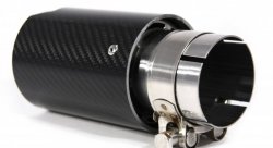 Насадка на глушитель, дизайн M-Style, карбон, D посадочный 63 мм / D наруж 90 мм, матовая нержавейка