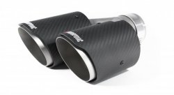 Насадка на глушитель, двойная, AKRAPOVIC EVO Style карбон, D посадочный 63 мм / наруж 90 мм, ПРАВ.