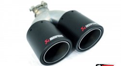 Насадка на глушитель, двойная, AKRAPOVIC карбон, D посадочный 51 мм / наруж 90 мм, ЛЕВАЯ, AC25190L