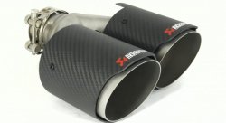 Насадка на глушитель, двойная, AKRAPOVIC EVO карбон, D посадочный 51 мм / наруж 90 мм, ПРАВ.