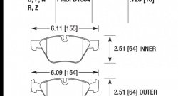 Колодки тормозные HB750R.720 HAWK Street Race BMW 5 F10; 5 F11; 5 F18; 18mm