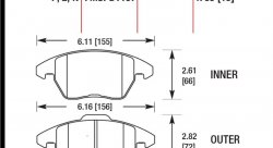 Колодки тормозные HB543R.760 HAWK Street Race передние AUDI A3 / VW Golf 5,6 , Passat CC, B6, B7