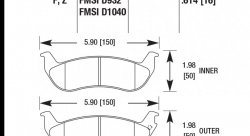 Колодки тормозные HB443Z.614 HAWK PC; 16mm