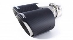 Насадка на глушитель, двойная, AKRAPOVIC EVO карбон, D посадочный 57 мм / наруж 90 мм, ЛЕВАЯ