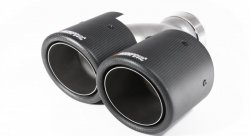 Насадка на глушитель, двойная, AKRAPOVIC style карбон, D посадочный 63 мм / наруж 101 мм, ЛЕВАЯ,