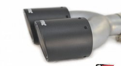 Насадка на глушитель, двойная, AKRAPOVIC карбон, D посадочный 57 мм / наруж 90 мм, ПРАВ