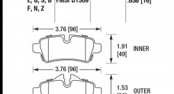 Колодки тормозные HB574N.636 HAWK HP Plus задние MINI COOPER 2 (R56) / BMW 1 (E87) 116i, 118i