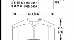 Колодки тормозные HB141Q.650 HAWK DTC-80; Porsche, Stop Tech 17mm