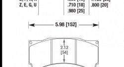 Колодки тормозные HB109U.980 HAWK DTC-70 (БЕЗ УШКА) PROMA 6 порш; StopTech; AP RACING; HPB тип 25 mm