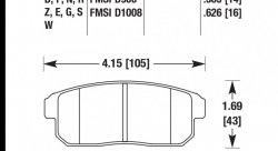 Колодки тормозные HB378F.565 HAWK HPS Mazda RX-8, Nissan (Rear) 14 mm