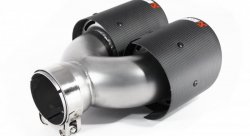 Насадка на глушитель, двойная, AKRAPOVIC style карбон, D посадочный 63 мм / наруж 101 мм, ЛЕВАЯ,
