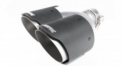 Насадка на глушитель, двойная, AKRAPOVIC EVO карбон, D посадочный 57 мм / наруж 101 мм, ЛЕВАЯ