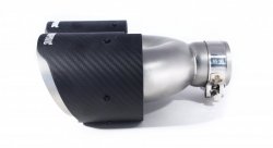 Насадка на глушитель, двойная, AKRAPOVIC EVO карбон, D посадочный 57 мм / наруж 101 мм, ПРАВ.