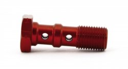 Болт (штуцер) двойной для banjo M10x1 L=30 mm алюминий КРАСНЫЙ, Goodridge 993-03-31DR