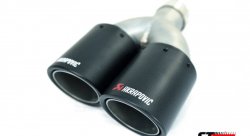 Насадка на глушитель, двойная, AKRAPOVIC карбон, D посадочный 51 мм / наруж 90 мм, ЛЕВАЯ, AC25190L