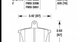 Колодки тормозные HB271G.635 HAWK DTC-60; Audi, Volkswagon (Rear) 16mm