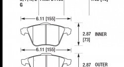 Колодки тормозные HB549Z.702 HAWK PC передние MAZDA 3 MPS, 6 MPS / FORD Focus 2 ST / OPEL VECTRA 2,8