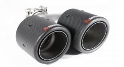 Насадка на глушитель, двойная, AKRAPOVIC style карбон, D посадочный 63 мм / наруж 101 мм, ЛЕВАЯ,