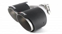 Насадка на глушитель, двойная, AKRAPOVIC EVO style карбон, D посадочный 63 мм / наруж 101 мм, ЛЕВАЯ,