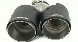 Насадка на глушитель, двойная, AKRAPOVIC EVO карбон, D посадочный 51 мм / наруж 90 мм, ПРАВ.