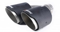 Насадка на глушитель, двойная, AKRAPOVIC EVO карбон, D посадочный 57 мм / наруж 101 мм, ПРАВ.