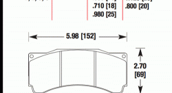 Колодки тормозные HB109G.980 HAWK DTC-60 (БЕЗ УШКА) PROMA 6 порш; StopTech; AP RACING; HPB тип 25 mm