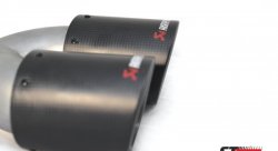 Насадка на глушитель, двойная, AKRAPOVIC карбон, D посадочный 63 мм / наруж 90 мм, ЛЕВАЯ,