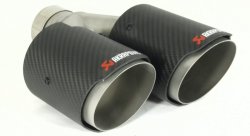 Насадка на глушитель, двойная, AKRAPOVIC EVO карбон, D посадочный 51 мм / наруж 90 мм, ЛЕВАЯ