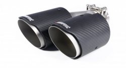 Насадка на глушитель, двойная, AKRAPOVIC EVO карбон, D посадочный 57 мм / наруж 90 мм, ПРАВ