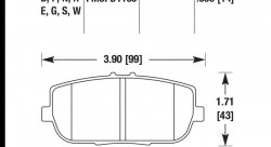 Колодки тормозные HB523S.539 HAWK HT-10 Mazda Miata MX-5 (Rear) 14 mm