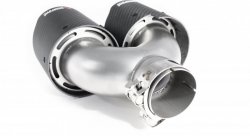 Насадка на глушитель, двойная, AKRAPOVIC EVO карбон, D посадочный 57 мм / наруж 101 мм, ЛЕВАЯ