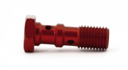 Болт (штуцер) двойной для banjo M10x1.25 mm L=30 mm алюминий КРАСНЫЙ, Goodridge 993-03-32DR