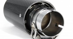 Насадка на глушитель, дизайн M-Style, карбон, D посадочный 57 мм / D наруж 90 мм, матовая нержавейка